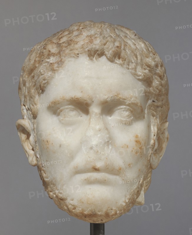 Portrait Head of a Man; Roman Empire; mid-3rd century; Italian marble; 26 × 19.5 × 20.5 cm, 10 1,4 × 7 11,16 × 8 1,16 in