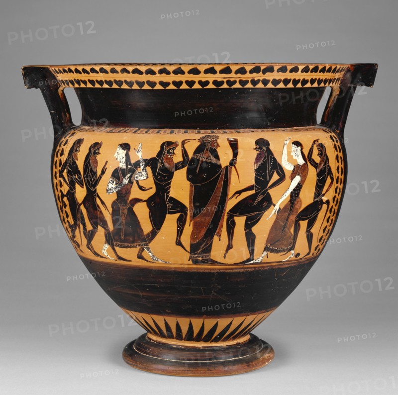 Black-Figure Column Krater; Painter of Munich 1736, Greek, Attic, active about 520 B.C., Athens, Greece; about 520 B.C