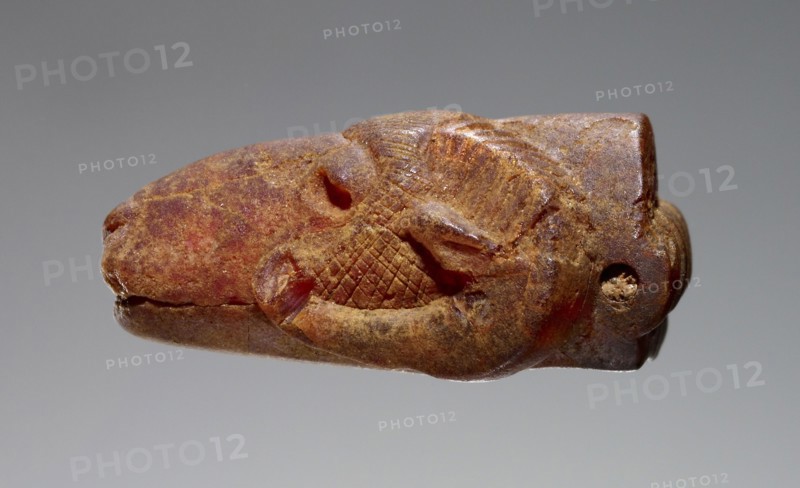 Pendant: Ram's Head; Italy; 500 - 400 B.C; Amber; 20.5 × 12.5 × 27.5 mm, 13,16 × 1,2 × 1 1,16 in