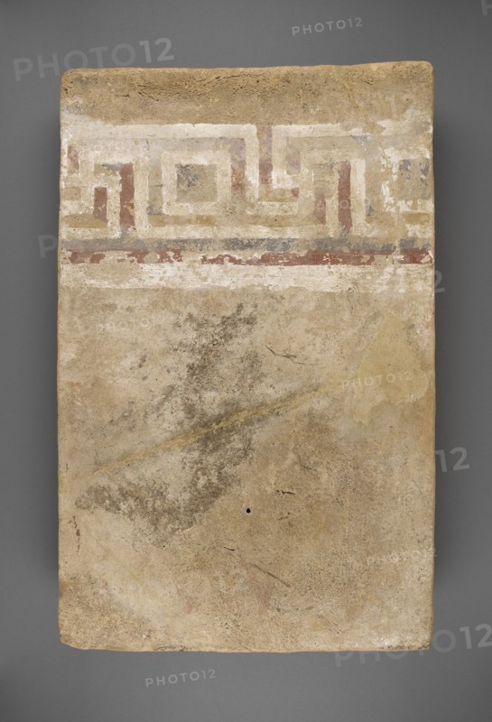 Etruscan Painted Slab with Maeander Pattern; Caere, Etruria; second half of 4th century B.C; Terracotta; 79.5 × 50.5 cm