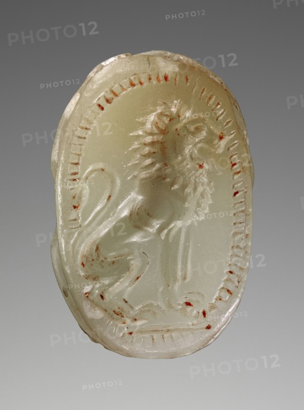 Engraved Scarab; Attributed to Onesimos, Greek, active about 500 B.C., about 500 B.C; Pale green serpentine; 1 × 1.7 × 1.1 cm