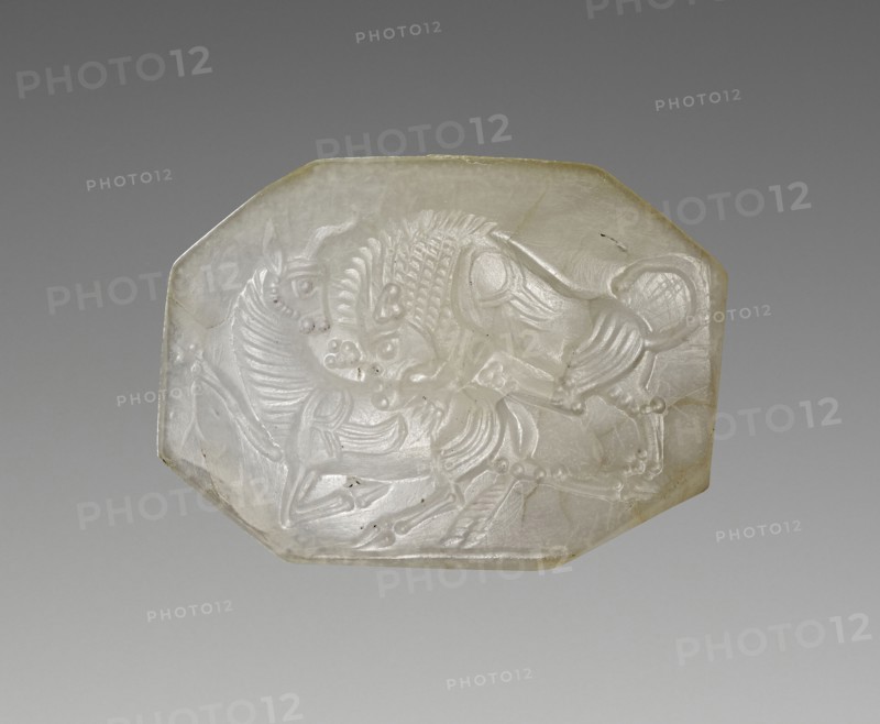 Pyramidal Stamp Seal; late 6th century B.C; White chalcedony; 1.3 × 1.7 × 2.2 cm, 1,2 × 11,16 × 7,8 in