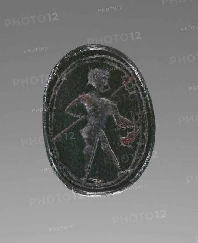 Scarab; 5th century B.C; Dark green jasper; 0.7 × 1.3 × 0.9 cm, 1,4 × 1,2 × 3,8 in