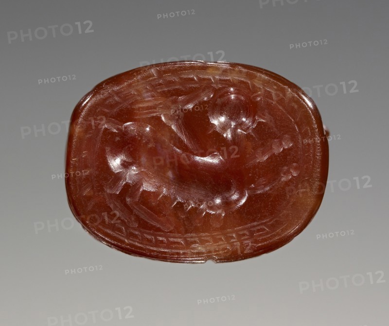 Scarab; Etruria; 4th century B.C; Carnelian; 0.8 × 1.5 × 1.1 cm, 5,16 × 9,16 × 7,16 in