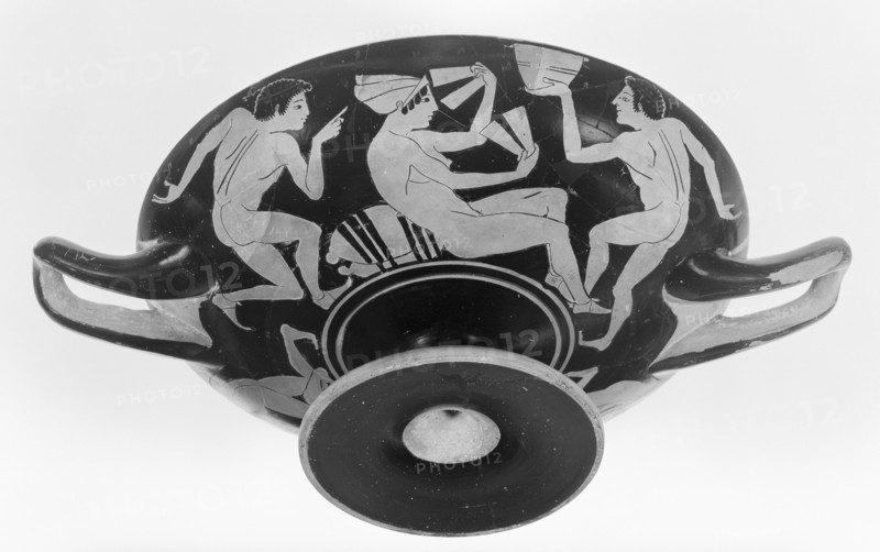 Wine Cup with a Woman Playing a Game; Attributed to Onesimos, Greek, Attic, active 500 - 480 B.C., Athens, Greece; about 490 B