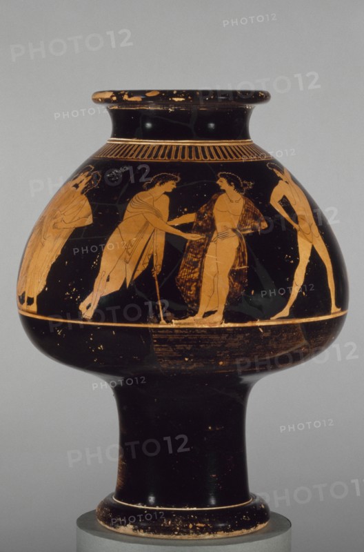 Attic Red-Figure Psykter; Attributed to Smikros; Athens, Greece; about 510 B.C; Terracotta; 33 × 25.5 cm, 13 × 10 1,16 in
