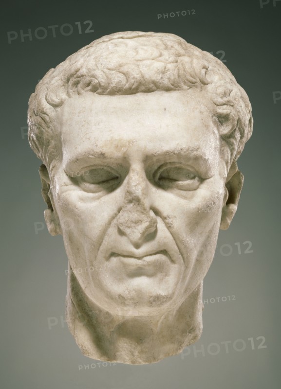 Head of Emperor Nerva; Italy; 96 - 98; Marble; 33 × 27 × 26 cm, 13 × 10 5,8 × 10 1,4 in