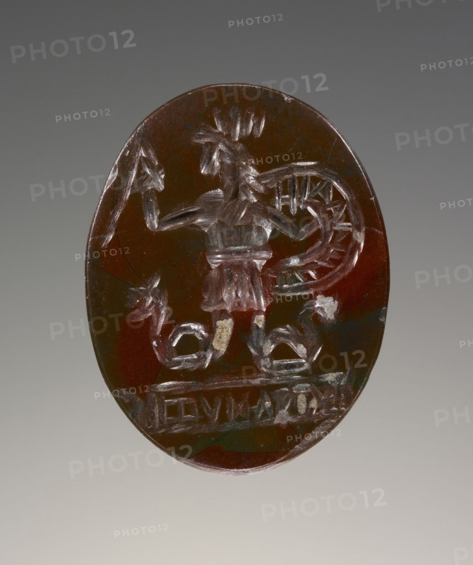 Engraved Gem; Roman Empire; 2nd - 4th century; Red and green jasper; 1.8 x 1.4 cm, 11,16 x 9,16 in