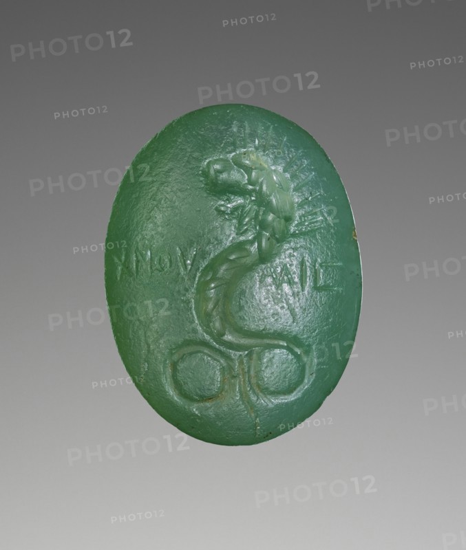 Engraved Gem with Chnoubis; A.D. 100–250; Green chalcedony; 1.5 × 1.2 cm, 9,16 × 1,2 in