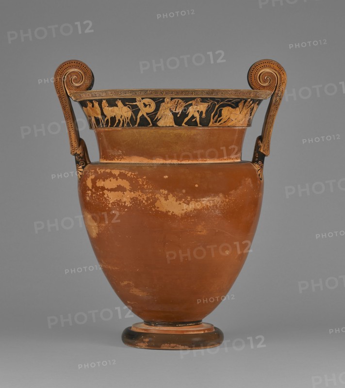 Vessel with Herakles and Alkyoneus; Attributed to Kleophrades Painter and a pupil, Greek, Attic, active 505 - 475 B.C., Athens