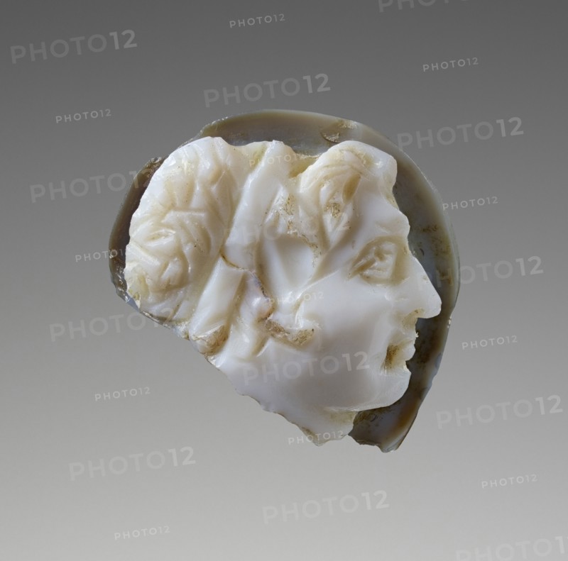 Cameo Gem with Head of Alexander the Great; 50 B.C.–A.D. 50; White and gray sardonyx; 1.6 × 1.3 × 0.9 cm, 5,8 × 1,2 × 3,8 in