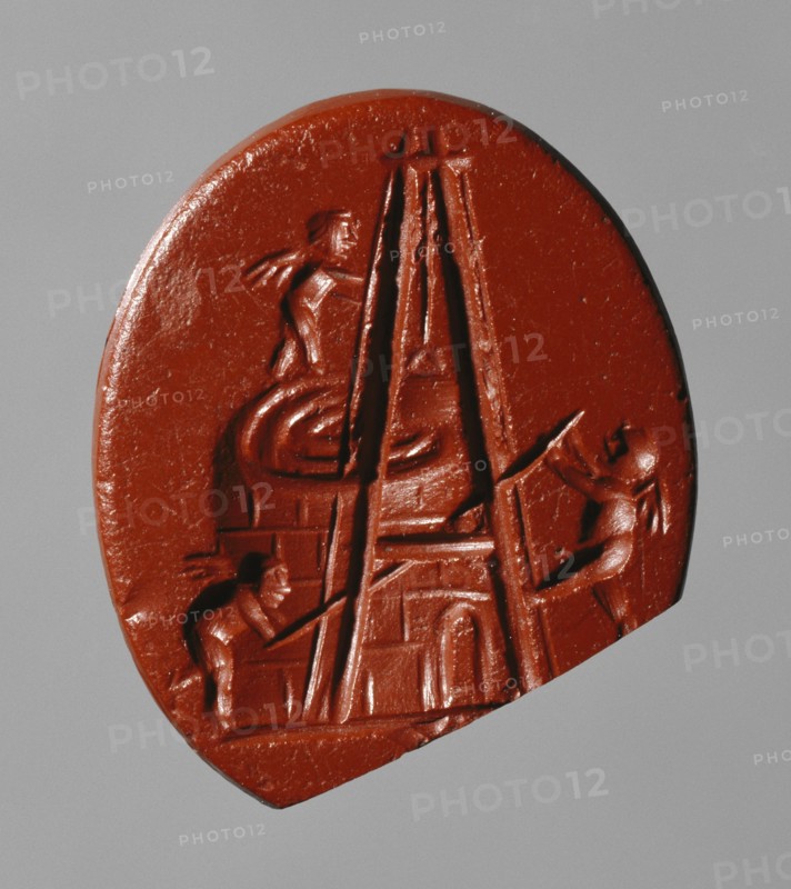 Engraved Gem; Roman Empire; 2nd century; Red jasper; 1.5 × 1.3 × 0.3 cm, 5,8 × 1,2 × 1,8 in