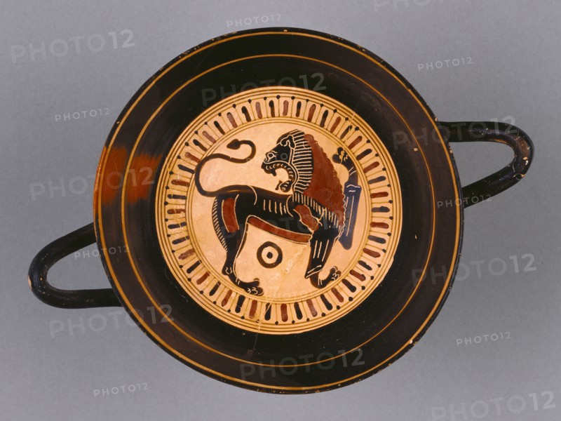 Wine Cup with a Lion; Attributed to Hunt Painter, Greek, Lakonian, active 565 - 530 B.C., Sparta, Greece; about 540 B.C