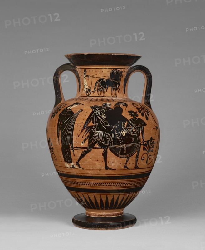 Storage Jar with Aeneas and Anchises; Attributed to Leagros Group, Greek, Attic, active 525 - 500 B.C., Athens, Greece