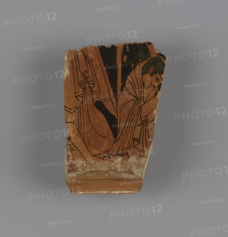 Attic Red-Figure Volute Krater Fragment; Athens, Greece; about 500 - 480 B.C; Terracotta; 5.4 cm, 2 1,8 in