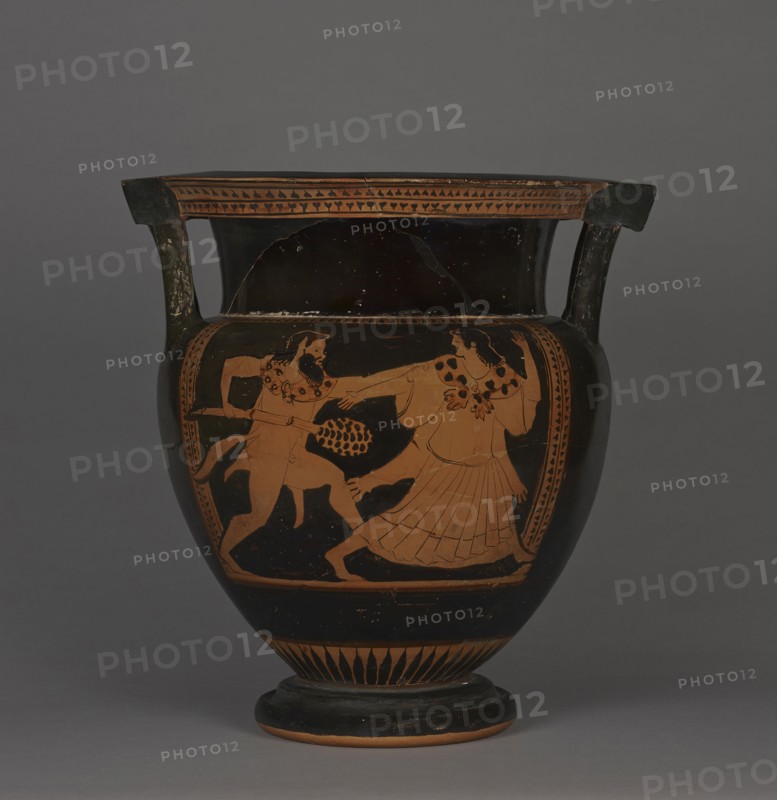 Attic Red-Figure Column Krater; Tyszkiewicz Painter; Athens, Greece; about 480 - 470 B.C; Terracotta; 37 × 34.9 × 30 cm