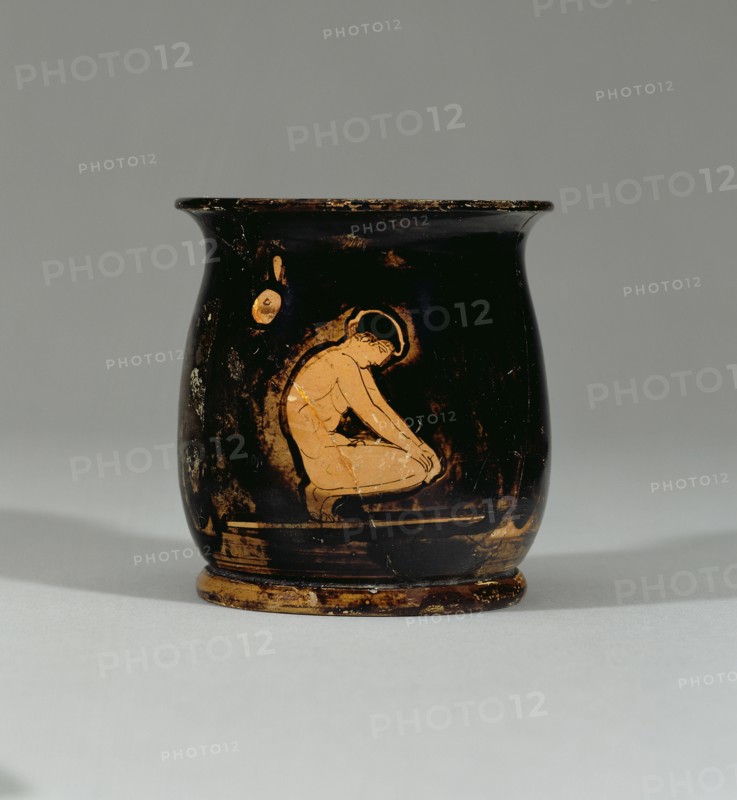 Mug with Bathing Athlete; Eretria Painter, Greek, Attic, active 440 - 410 B.C., Athens, Greece; 430 - 420 B.C; Terracotta