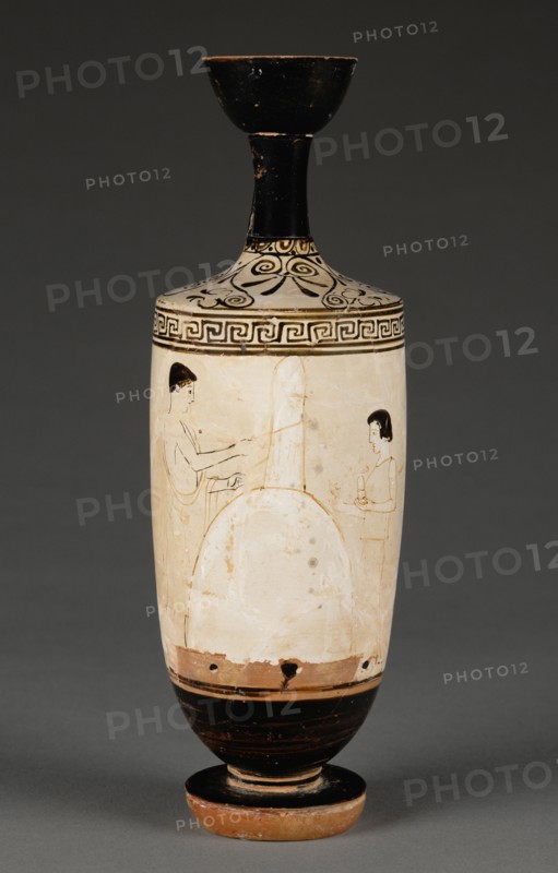 Oil Jar with a Boy and Girl Visiting a Grave; Painter of Athens 1826, Greek, Attic, active about 460 - 450 B.C., Athens