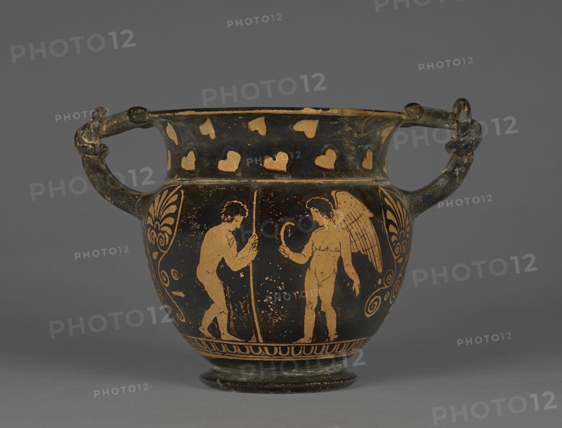 Attic Red-Figure Kantharoid Skyphos; Aison, Greek, Attic, active 425 - 400 B.C., Athens, Greece; about 410 B.C; Terracotta