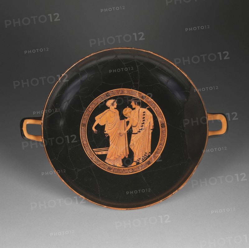 Wine Cup with Flirtation Scene; Attributed to Briseis Painter, Greek, Attic, active 510 - 470 B.C., and signed by Brygos
