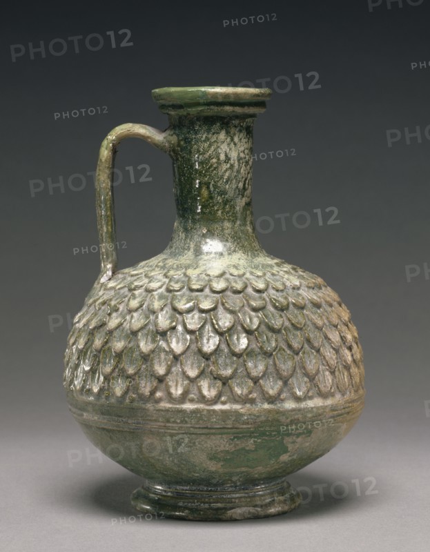 Lead-Glazed Jug; Roman Empire; 50 B.C. - A.D. 50; Terracotta; 15.7 × 4.6 cm, 6 3,16 × 1 13,16 in