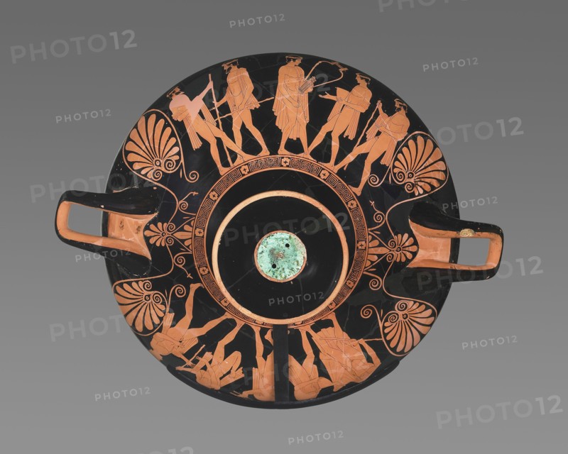 Wine Cup with Symposion Scenes; Attributed to the Euaion Painter, Greek, Attic, active about 460 - 440 B.C., Athens, Greece