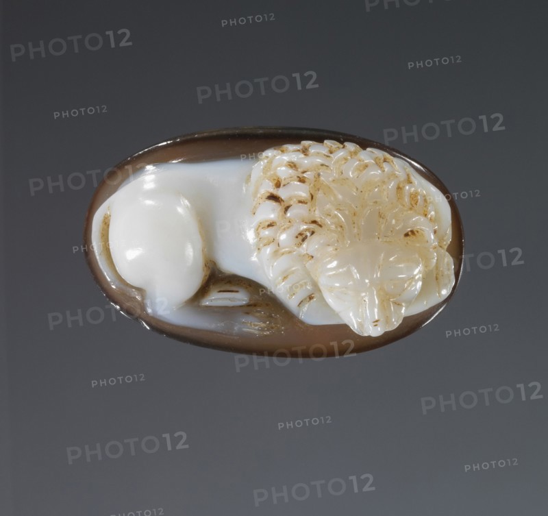 Cameo with a Lion; Roman Empire; 1st - 3rd century; Sardonyx; 2.3 × 1.4 × 1.1 cm, 7,8 × 9,16 × 7,16 in