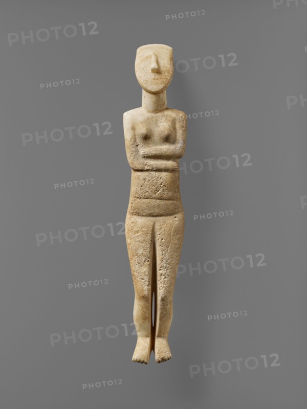 Female Figure with Painted Features; Cyclades, Greece; 2700–2500 B.C; Marble with pigment; 49.5 × 9 × 6 cm