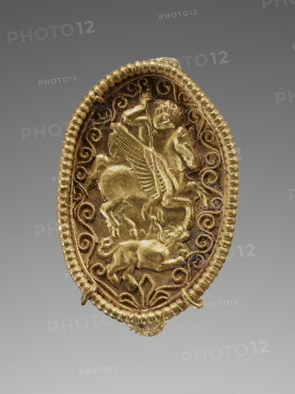 Ring with Bellerophon Spearing the Chimaera; Attributed to Santa Eufemia Master, Greek, South Italian, active 340 - 320 B.C