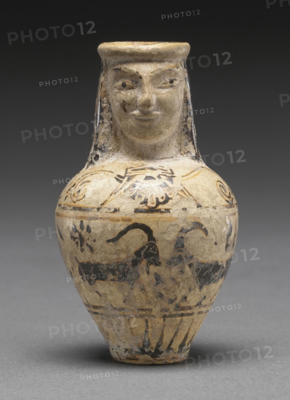 Oil Container in the Shape of a Woman; Attributed to the Chigi Group, Greek, active about 660 - 640 B.C., Corinth, Greece