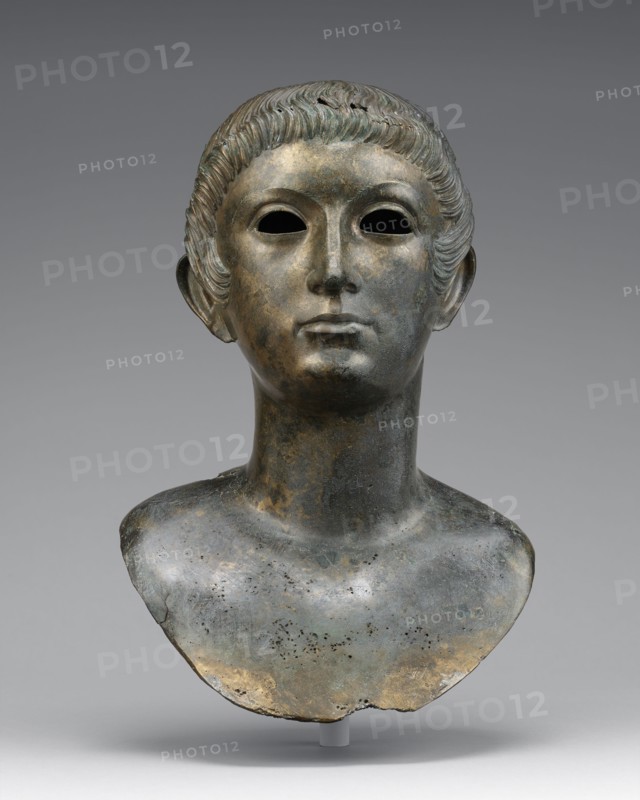 Portrait Bust of a Youth; Roman Empire; A.D. 60-70; Bronze; 40 x 26.5 cm, 15 3,4 x 10 7,16 in