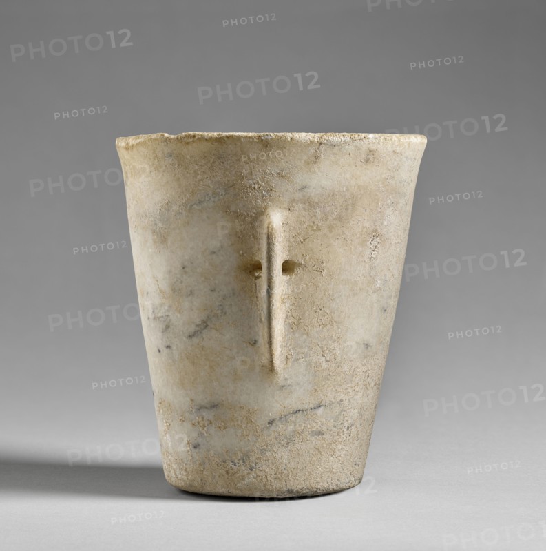Beaker with Lug Handles; Cyclades, Greece; 3000 - 2800 B.C; Marble; 15.6 × 12.4 × 13.2 cm, 6 1,8 × 4 7,8 × 5 3,16 in