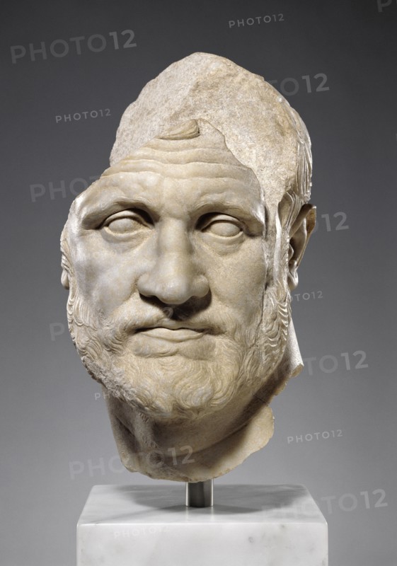 Head of a Bearded Man; Pergamon, Asia Minor; about 150 B.C; Marble; 40.7 × 25 × 31.7 cm, 16 × 9 13,16 × 12 1,2 in