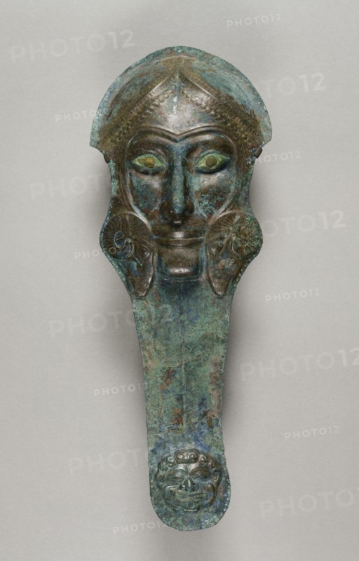 Horse Armor; South Italy; about 480 B.C; Bronze, amber, ivory; 45 x 17.2 cm, 17 11,16 x 6 3,4 in