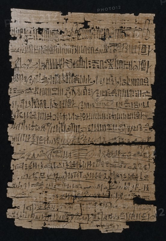 Fragment with Text and Vignettes; Egypt; 1200 - 1085 B.C; Papyrus and ink; 32.5 × 21.5 cm, 12 13,16 × 8 7,16 in