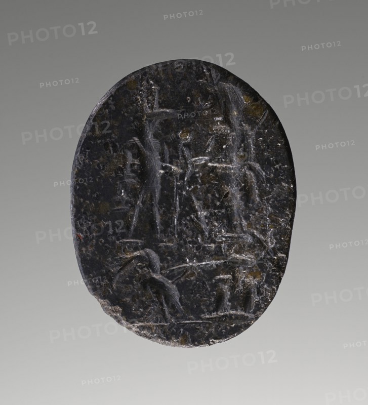 Engraved Gem, Roman Empire; 2nd - 4th century; Indeterminate, basaltic stone?; 2.5 x 2 x 0.6 cm, 1 x 13,16 x 1,4 in