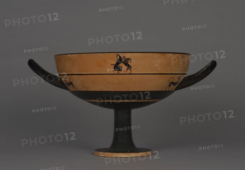 Black-Figure Lip Cup; Attributed to the Workshop of the Phrynos Painter, Greek, Attic, active 560 - 540 B.C., Athens, Greece