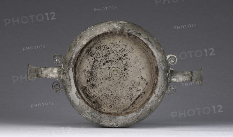 One of Two Skyphoi; Eastern Mediterranean; 100 - 50 B.C; Silver; 8.5 × 20.2 cm, 0.578 kg, 3 3,8 × 7 15,16 in., 1.2743 lb