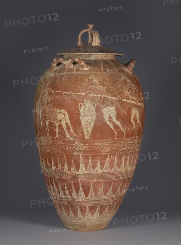 Lidded Storage Jar with the Blinding of Polyphemus; Workshop of the Calabresi Urn, Etruscan, active 650 - 625 B.C., Etruria
