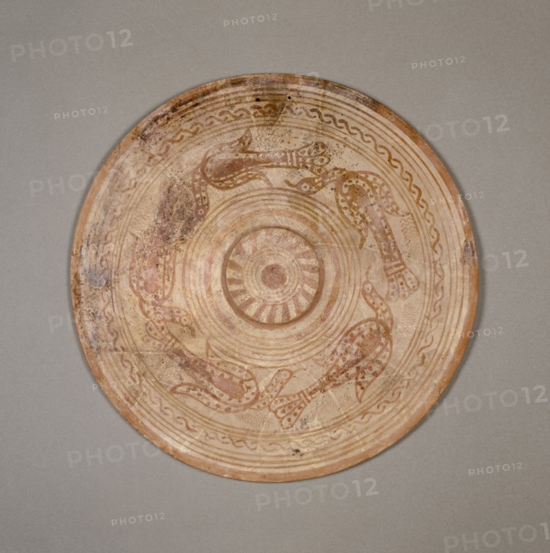 One of a Pair of Etruscan Plates: Birds; Attributed to the Circle of the Crane Painter, Etruscan, about 600 - 575 B.C., Caere