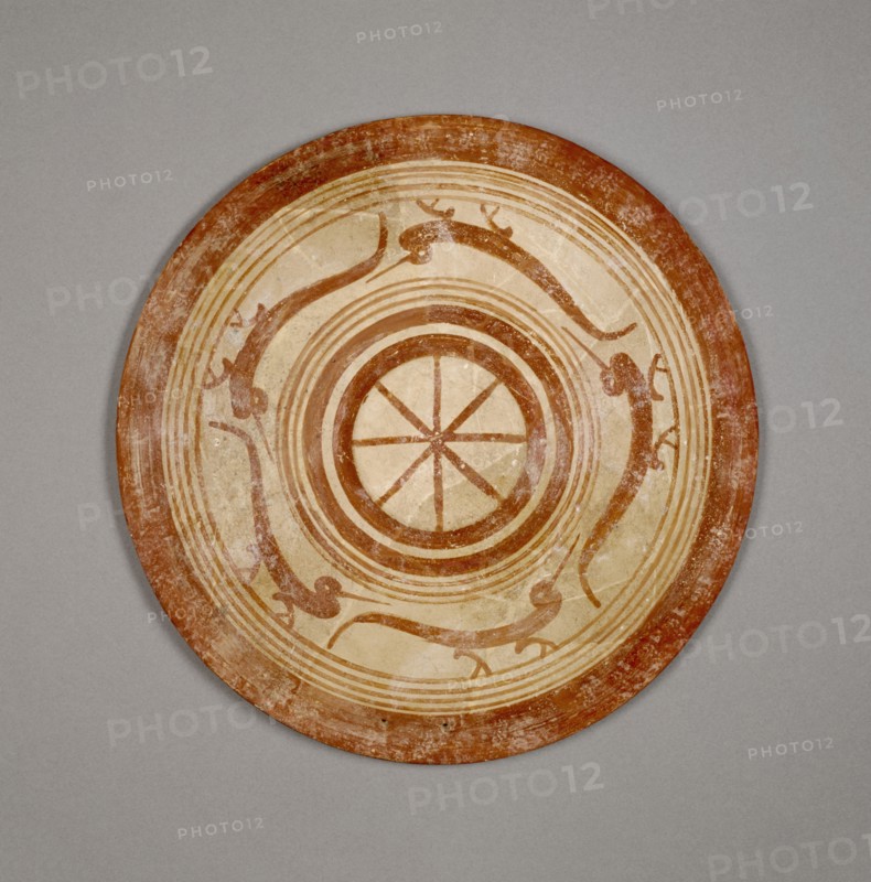 Plate with Birds; Attributed to the Heron Class, Etruscan, active 680 - 660 B.C., Caere, Etruria; 680 - 670 B.C; Terracotta