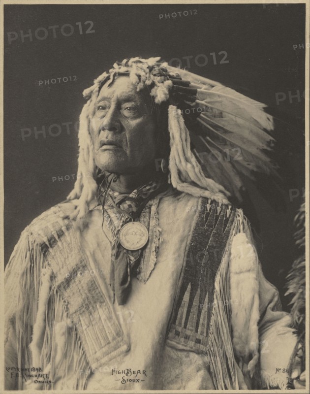 High Bear, Sioux; Adolph F. Muhr, American, died 1913, Frank A. Rinehart, American, 1861 - 1928, 1898; Platinum print