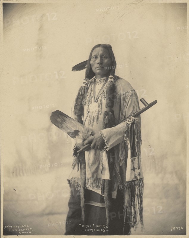 Three Fingers, Cheyennes; Adolph F. Muhr, American, died 1913, Frank A. Rinehart, American, 1861 - 1928, 1898; Platinum print