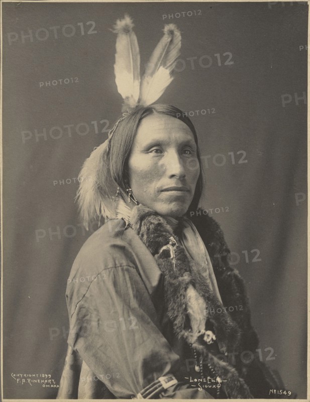 Lone Elk, Sioux; Adolph F. Muhr, American, died 1913, Frank A. Rinehart, American, 1861 - 1928, 1899; Platinum print