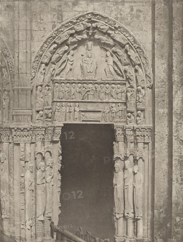 Chartres Cathedral, Royal Portal, The Incarnation Portal, South Lateral Doorway; Charles Nègre, French, 1820 - 1880, 1857