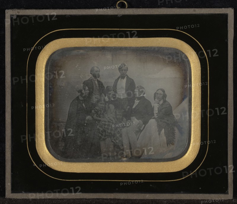 Group portrait of eight including M. & Mme. Eynard; Jean-Gabriel Eynard, Swiss, 1775 - 1863, 1847; Daguerreotype