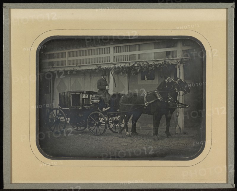 Carriage and team of two horses at Beaulieu country house of Jean-Gabriel Eynard; Jean-Gabriel Eynard, Swiss, 1775 - 1863