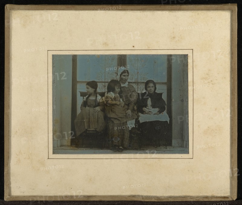 Group portrait of two female children and two female servants of Jean-Gabriel Eynard; Jean-Gabriel Eynard, Swiss, 1775 - 1863