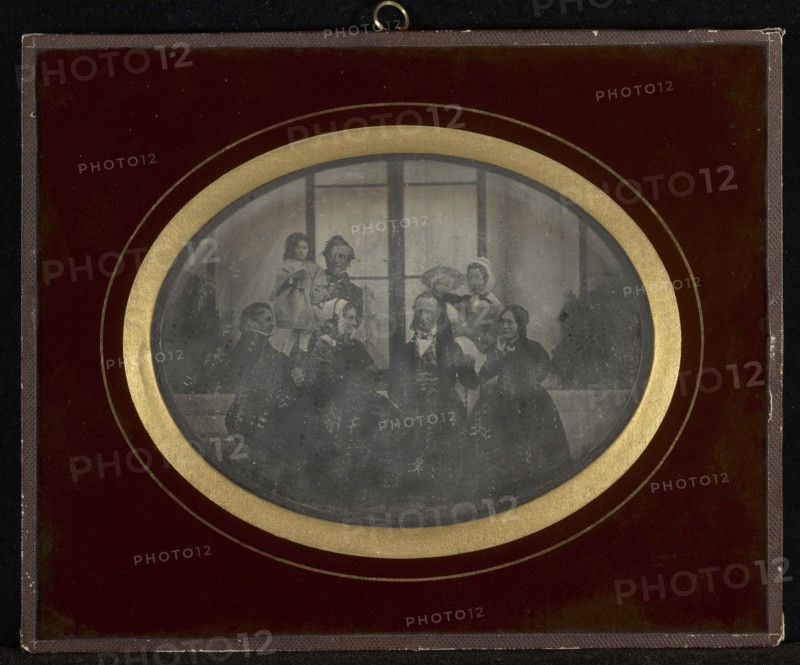 Group portrait of eight members of Eynard-Lullin's circle; Jean-Gabriel Eynard, Swiss, 1775 - 1863, 1842; Daguerreotype