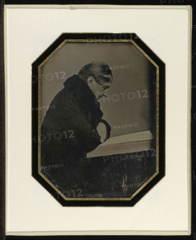 Self-Portrait with a Folio Volume; Jean-Gabriel Eynard, Swiss, 1775 - 1863, about 1845; Daguerreotype